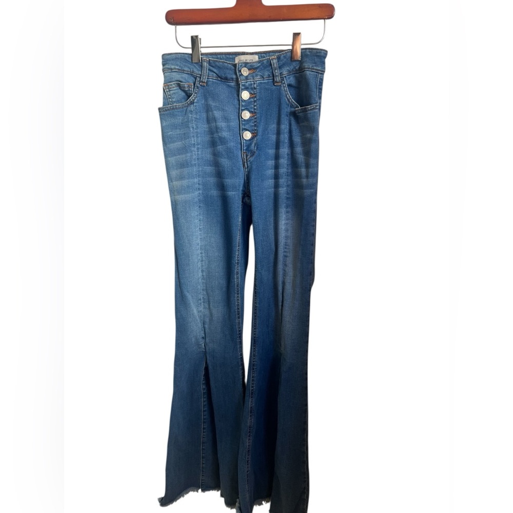 UNIQ BY LITZ Blue Flare Wide Leg Jeans with High-Rise Waist SIZE 28